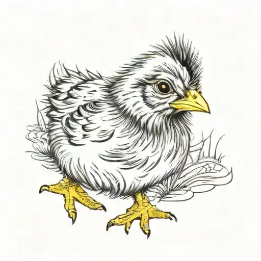 children's yellow chick and number 13 incorporated tattoo design idea