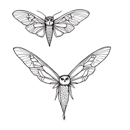 Moth and Owl Fine line tattoo design tattoo design idea