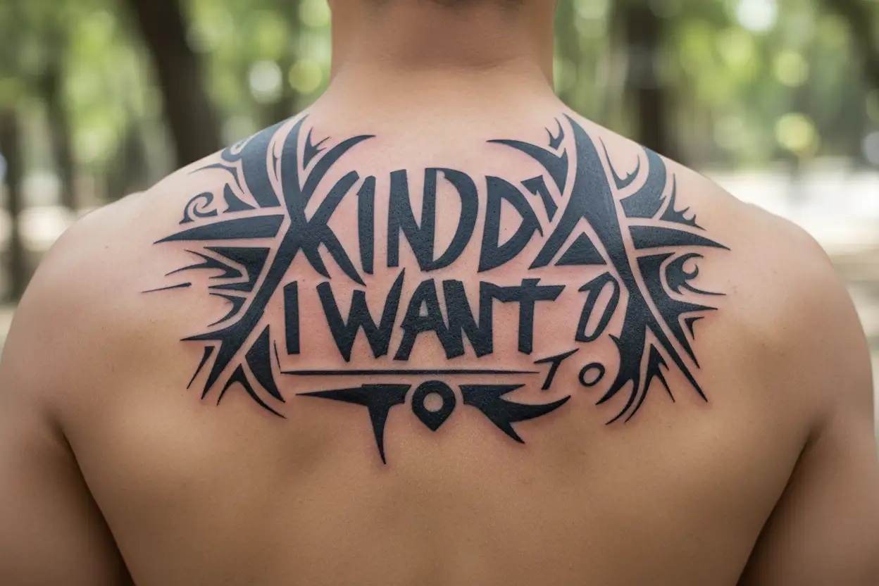 "kinda I want to" techno inspired design tattoo design idea