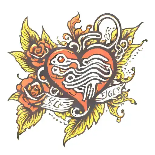 heartbeat line saying good luck embedded tattoo design idea