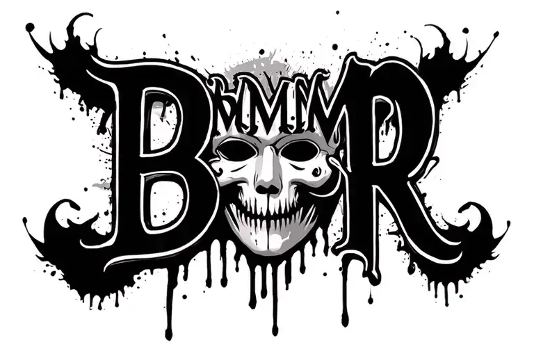 "B M M R" "B M M R" tragedy mask surrounded tattoo design idea