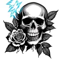 skull and roses grateful dead lightning tattoo design idea