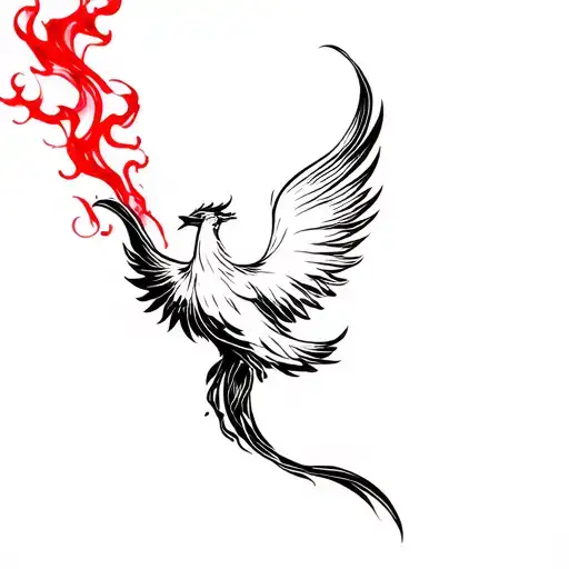 flowy outline of black Phoenix with Red smoke Around it tattoo design idea