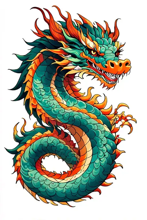 four japanes dragon wrapped around arm tattoo design idea