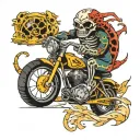 skeleton salamander riding motorcycles tattoo design idea