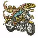 skeleton salamander riding motorcycles tattoo design idea