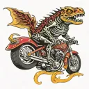 skeleton salamander riding motorcycles tattoo design idea