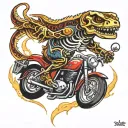 skeleton salamander riding motorcycles tattoo design idea