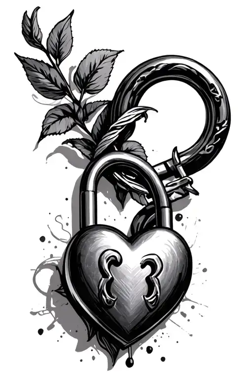 K with a heart shaped lock tattoo design idea