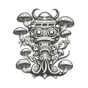 mushroom shaman totem tattoo design idea