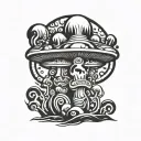 mushroom shaman totem tattoo design idea