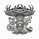 mushroom shaman totem tattoo design idea