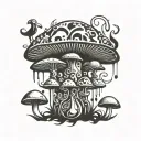 mushroom shaman totem tattoo design idea