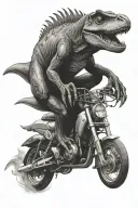 trex on a motorcycle tattoo design idea