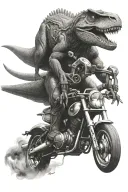 trex on a motorcycle tattoo design idea