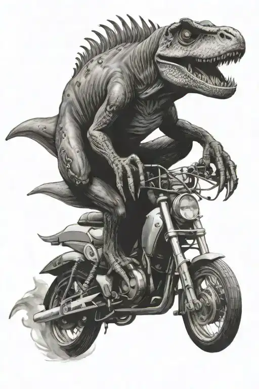 trex on a motorcycle tattoo design idea