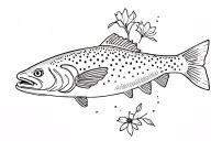 rainbow trout with Poppi flowers tattoo design idea