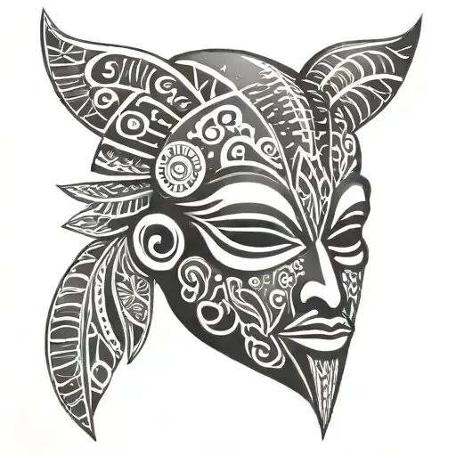 African tribal mask tattoo design idea