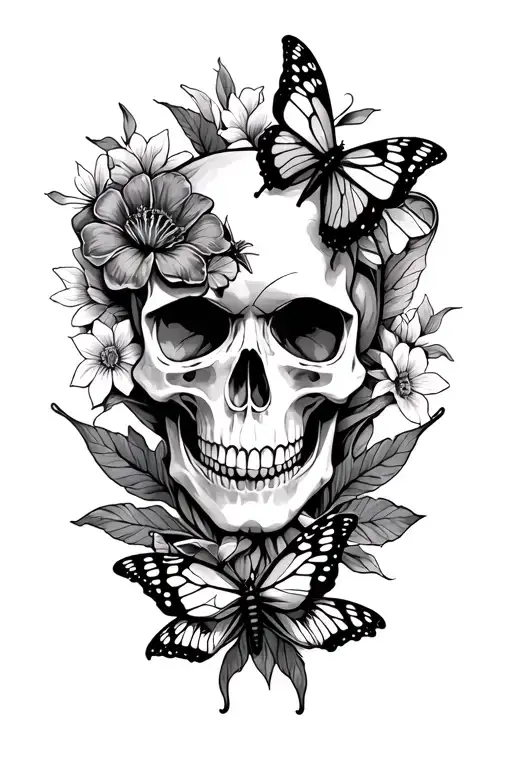 skulls, butterflies,moths, flowers, dollar signs, devils tattoo design idea
