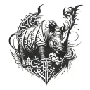a military tattoo, Insert the motives of: EOD, bombs, rhino, wings, north tattoo design idea