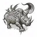 a military tattoo, Insert the motives of: EOD, bombs, rhino, wings, north tattoo design idea
