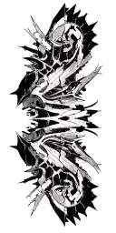 cyber sigilism gothic brutalism bold abstract dynamic tattoo design idea