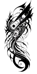 cyber sigilism gothic brutalism bold abstract dynamic tattoo design idea