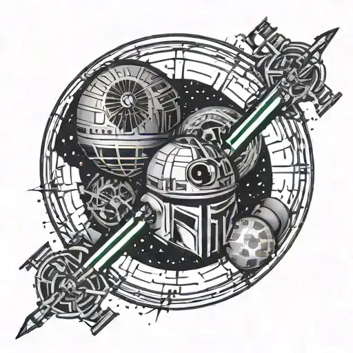 star wars death star 4 light sabers crossed star field i am your father tattoo design idea