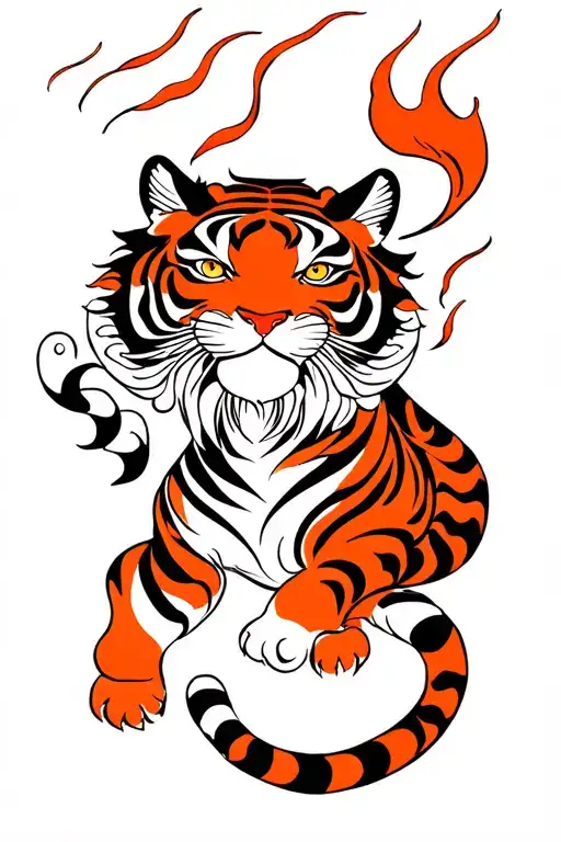 sagittarius fire tiger tattoo design idea