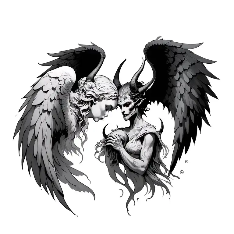 Angel and Demon tattoo design idea