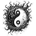 ying and yang fire and water  tattoo design idea