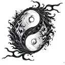 ying and yang fire and water  tattoo design idea