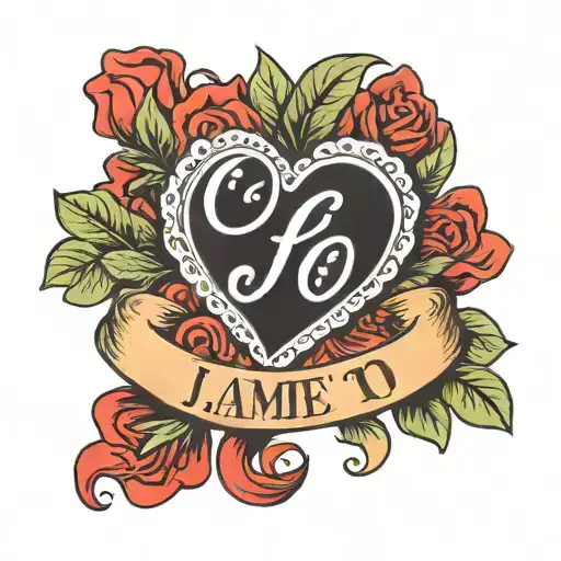 Red heart with marking: «J'aime TQ» tattoo design idea