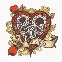 Red heart with marking: «J'aime TQ» tattoo design idea