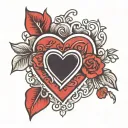 Red heart with marking: «J'aime TQ» tattoo design idea