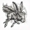 Hare and fpv drone tattoo design idea