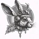 Hare and fpv drone tattoo design idea
