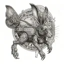 Hare and fpv drone tattoo design idea