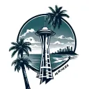 "Mariners " Seattle mariners space needle beach palm tree tattoo design idea