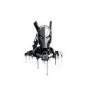 robot bust, in the style of Dead Pool, transformers with an excavator, dripping grease tattoo design idea