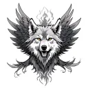 wolf face and pheonix rising Phoenix wings spread wings tattoo design idea