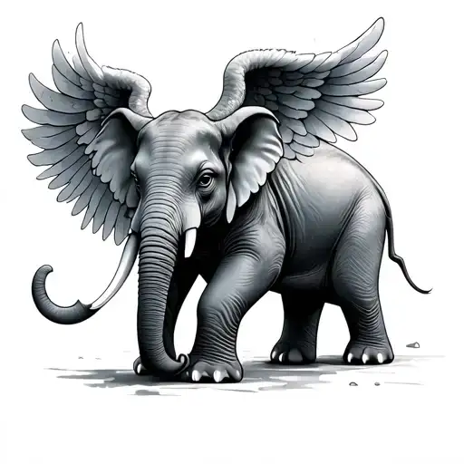 Angel Elephant tattoo design idea