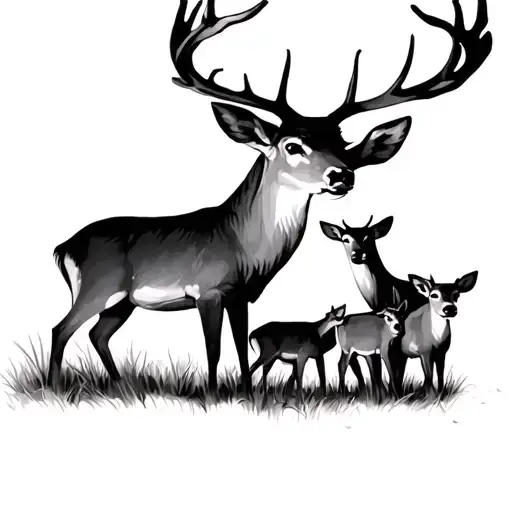 Deer Family tattoo design idea