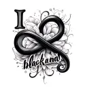 Create a small tattoo design to go on my wrist with the neurodiverse infinity symbol and the words in pretty writing "I  tattoo design idea