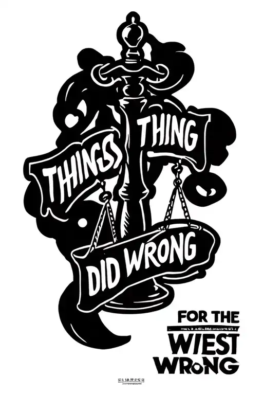 "FOR THE THINGS I DID WRONG" a set of scales symbolizing justice tattoo design idea