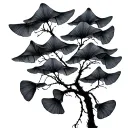 Ginkgo Biloba tree silhouette tattoo design idea