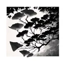 Ginkgo Biloba tree silhouette tattoo design idea