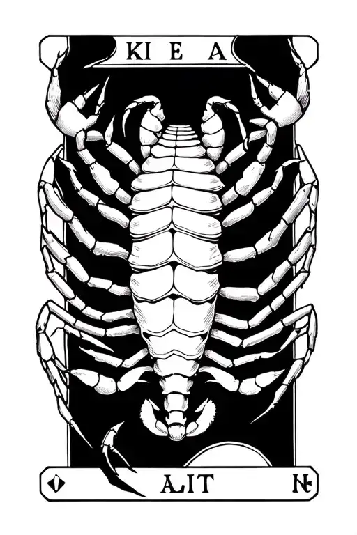 scorpion mixed with grief death tarot card tattoo design idea