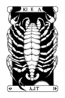scorpion mixed with grief death tarot card tattoo design idea