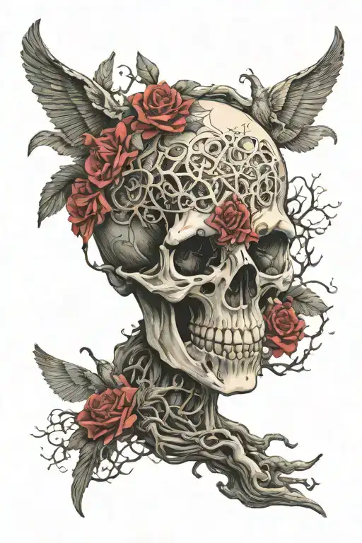 Tau Cross combined with exorcism ritual performed tattoo design idea